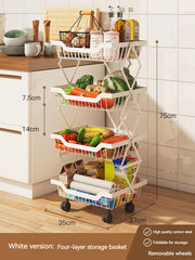 Kitchen Storage Rack Floor Folding Multi-layer Gap Vegetable Fruit Basket Storage