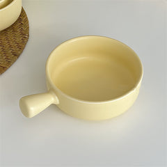 Household Simple Single Handle Ceramic Baking Bowl
