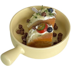 Household Simple Single Handle Ceramic Baking Bowl