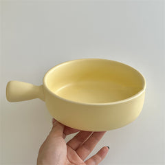 Household Simple Single Handle Ceramic Baking Bowl