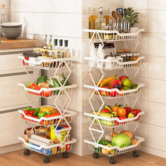 Kitchen Storage Rack Floor Folding Multi-layer Gap Vegetable Fruit Basket Storage