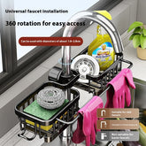 Alumimum Racks Hanging On A Faucet Kitchen Dishwashing